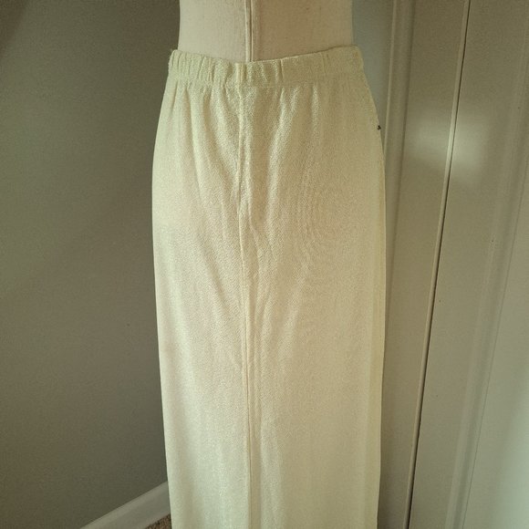 Full Length Fancy Skirt Vintage White Sparkly with Dark Gray Seed Beads - Picture 5 of 7